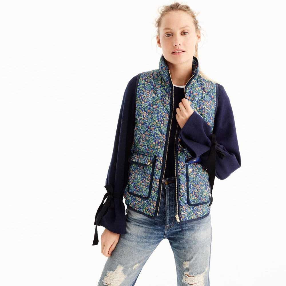 J. Crew expedition Liberty Catesby bird print vest